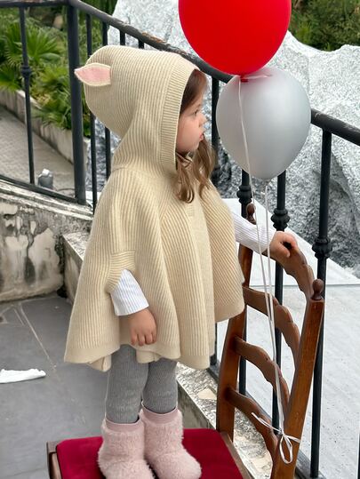 DAZY Infant (Girl) Cute Hooded Knitted Cape Cardigan, Autumn/Winter