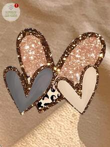 (4 Pcs)Young Girls Autumn Casual Fresh Minimalist Shiny Leopard Print Stripe Heart Letter Pattern Long Sleeve T-Shirt - Multicolor - View 4