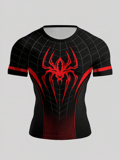 GymBeat Men's Spider Print Raglan Short Sleeve Sports T-Shirt