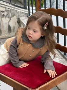 DAZY Infant/Toddler (Girl) Colorblock Korean Style Casual Layered Sweater, Autumn/Winter - Camel - View 5