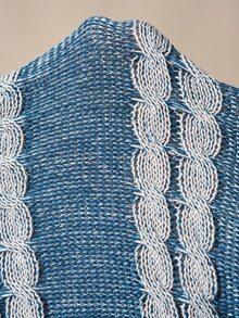 Bohemela Fall/Winter,Women's Washed V-Neck Long Sleeve Mixed Blue Wool Twisted Rope Chinese Knot Knit Cardigan,Twist Special Dye Technique,Frog Toggle Button - Blue and White - View 8