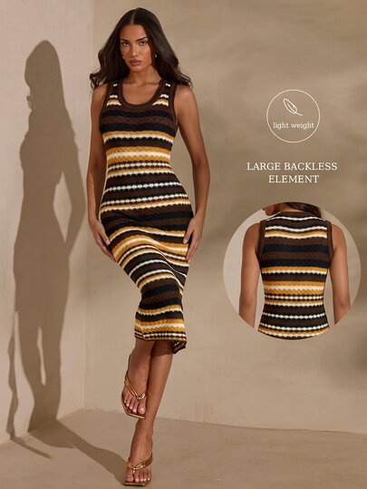 Glamine Women's Street Striped Colorblock Knit Dress