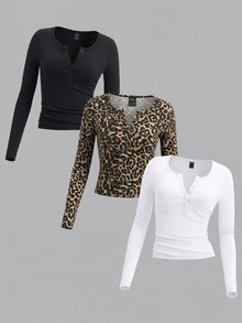 SHEIN EZwear 3PCS Plus Size T-Shirts - Multicolor - View 1