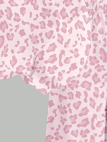 Young Girls Casual Fresh Pink Leopard Print Floral Dachshund Puppy Kawaii Pattern Crew Neck Sweatshirt And Wide Leg Pants Set Fall Outfits - Multicolor - View 7