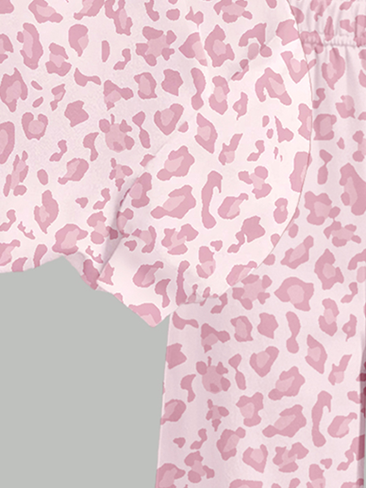 Setelan Kasual Anak Perempuan Motif Leopard Pink Segar, Bunga, Anjing Dachshund, Kawaii, Kaos Lengan Panjang Leher Bulat dan Celana Panjang Lebar untuk Musim Gugur - MultiWarna - View 7