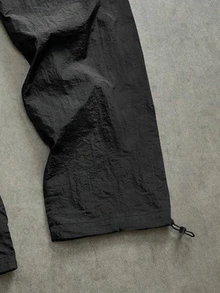Sport MetroGents Men's Letter Pattern Drawstring Waist Pocket Loose Fit Sports Pants - Black - View 3