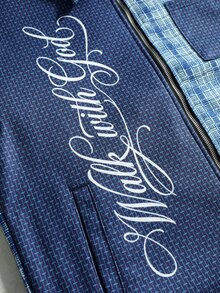 ROMWE MEN Men's Autumn/Winter Patchwork Streetwear College Style Hot-Selling Shirt - Blue - View 3