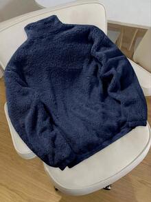 Daypath 1件男士套頭衛衣，深灰色抓絨內裡，刺繡設計，大膽個性，適合室內外穿著，休閒、運動、通勤、返校、度假，送給男朋友/丈夫的理想禮物，情侶穿搭 - 藏蓝色 - 查看 2