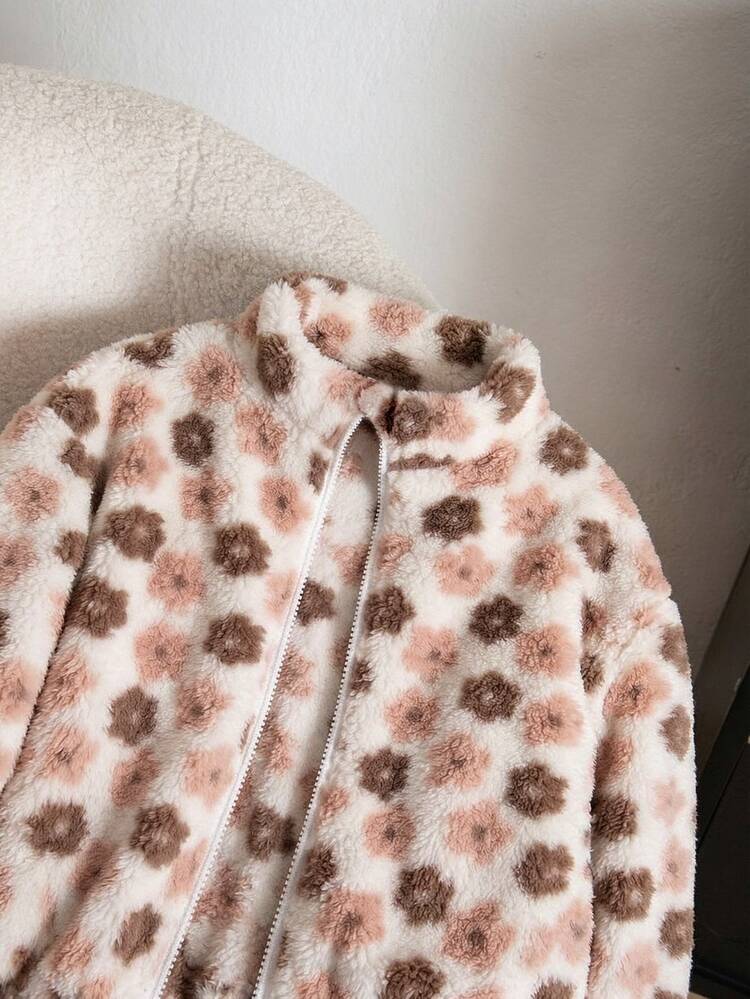 Jaket Lengan Panjang Kasual Serbaguna untuk Pemakaian Sehari-hari dengan Motif Cetak Seluruh Permukaan untuk Anak Perempuan Remaja - MultiWarna - View 3