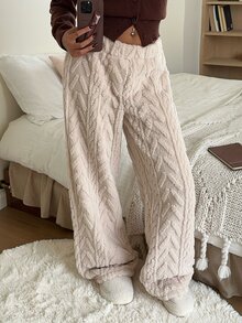 CovetEZ 女款素色休閒百搭日常長褲 - 杏色 - 查看 3