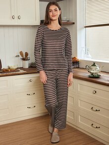 Doze Lane Women's Casual Striped Long Sleeve Pajamas Loungewear - Multicolor - View 7