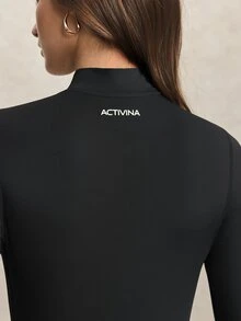 Activina 女款純色休閒運動夾克，長袖，適合跑步、健身房、健身訓練、戶外、瑜伽，黑色，簡約時尚日常款 - 黑與白 - 查看 7