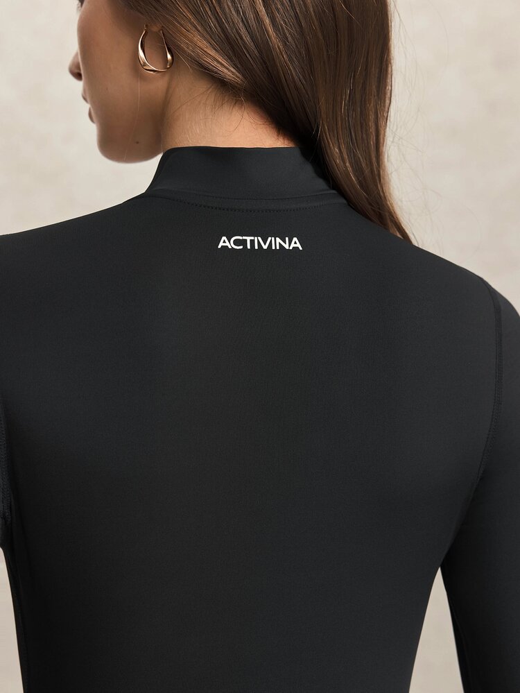 Activina Women's Solid Color Casual Daily Long Sleeve Sports Jacket Running Gym Fitness Workout Training Outdoor Black Causal Fashion Yoga Daily Minimalist - Black and White - View 7