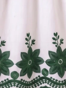SHEIN 青少年女孩洋裝，海軍藍，修身版型，秋冬保暖，時尚百搭，休閒日常穿著，荷葉邊下擺，優雅領口，碎花圖案，圓領，適合假期 - 彩色 - 查看 4