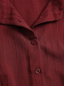 Sweetra Blus Wanita Terbaru Musim Gugur/Dingin, Modis, Kasual, Serbaguna, Warna Polos, dengan Desain yang Mengencangkan Pinggang, Cocok untuk Jalan-jalan, Bersosialisasi, Bepergian, dan Kencan. - Burgundy - View 3