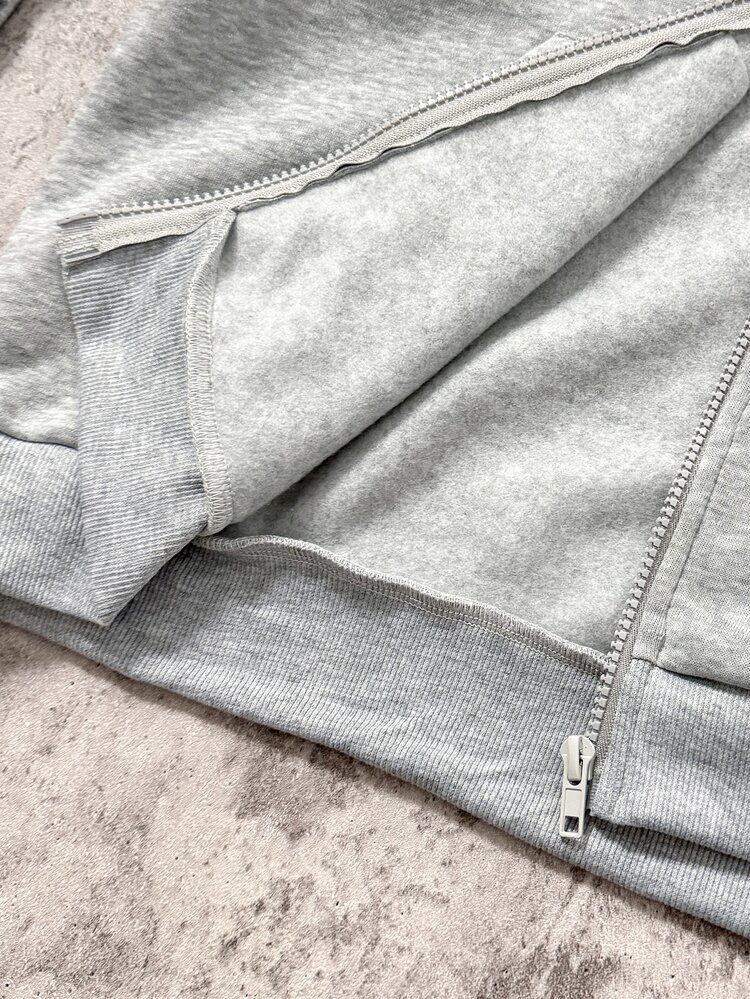 SHEIN Coolqubz Teen Boy Letter Print Hooded Zip-Up Sports Sweatshirt Autumn Fall - Grey - View 7