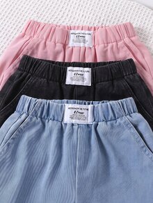 Genkimix Kids 女童寬腿牛仔褲，四季休閒復古風，淺藍色、中藍色、粉紅色、多色，彈性腰頭，水洗工藝，寬鬆寬腿版型，柔軟牛仔面料，日常百搭，可搭配T恤，適合上學、出遊、春季、夏季、度假，百搭款 - 彩色 - 查看 3