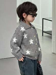 Dazy Kids Young Boy Star Pattern Casual Everyday Long Sleeve Sweater Fall - Grey - View 4