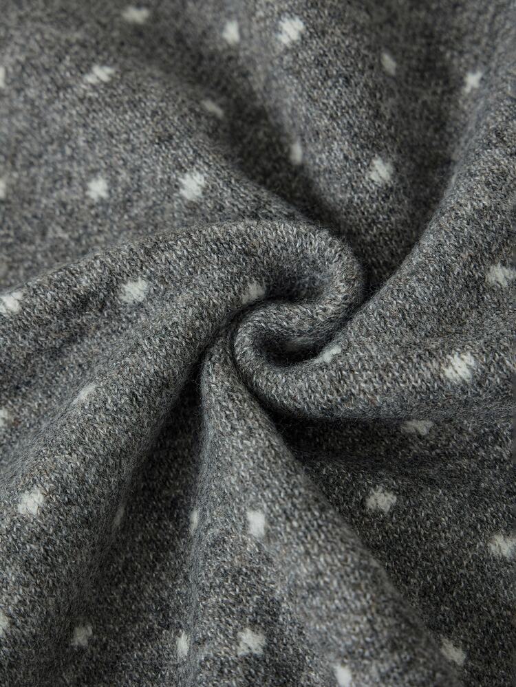 Muvela Women's Grey Polka Dot Long-Sleeved Sweater, Suitable For Autumn And Winter Wear, With Ruffled Bell Cuffs. - Light Grey - View 3