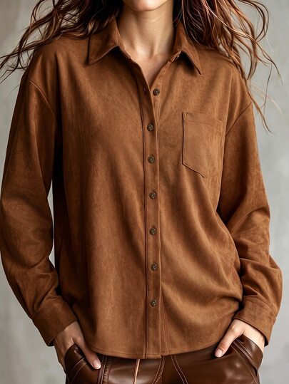Linhara CURVE Plus Size Women Solid Color Casual Versatile Daily Wear Shirt