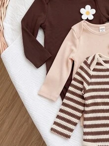 SHEIN 3PCS Baby Girls Bodysuits - Multicolor - View 8