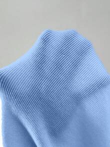 SHEIN Raffinéa Y2K 日常通勤舒適旅行度假穿搭針織套頭毛衣 - 淺藍色 - 查看 7