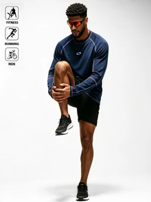 Acti Log Men's Colorblock Casual Daily Travel Sports Long Sleeve T-Shirt - Multicolor - View 4