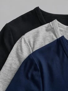 SHEIN EZwear 女款純色V領短袖休閒百搭T恤（3件組） - 彩色 - 查看 10