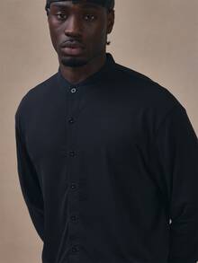 Musero Sheer Button Up Cardigan Long Sleeve Crew Neck Autum Winter Essentials - Black - View 5