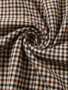 SHEIN Clasi Blazer Kasual Wanita Lengan Panjang Motif Houndstooth dengan Satu Kancing - MultiWarna - View 8