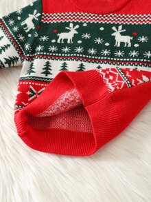 男嬰女嬰秋冬休閒紅色嬰兒毛衣聖誕毛衣新年毛衣節日毛衣可愛毛衣 - 彩色 - 查看 6