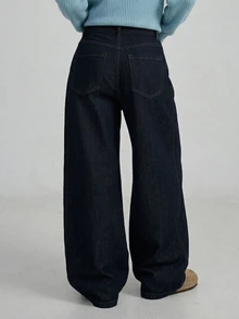 DAZY Women's Pocket Wide Leg Loose Casual Versatile Denim Jeans - Blue - View 5