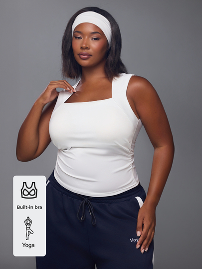 Voyena Kaos Olahraga Minimalis Warna Polos Ukuran Plus Wanita untuk Yoga