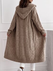 SHEIN Women's Solid Color Casual Versatile Daily Outing Cardigan - Mocha Brown - View 2