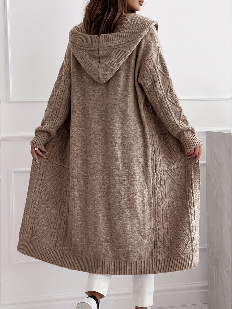 SHEIN 女款素色休閒百搭日常外出開襟衫 - 摩卡棕 - 查看 2