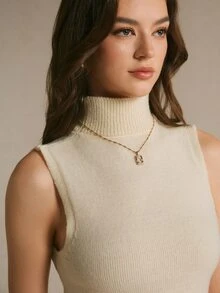 Poéselle Women's High Neck Streetwear Tank Top And Mini Skirt Knit Two Pieces Set,Street-Style Turtleneck Sweater Set-Perfect For An Autumn Or Winter - White - View 8