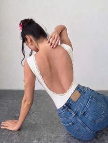 Firerie 女款優雅浪漫蕾絲拼接連身衣，適合派對、度假 - 杏色 - 查看 8