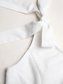 SHEIN Vestidos para niñas preadolescentes, rosa empolvado, elegante de verano, rosa casual de moda, versátil para uso diario, adecuado para ceremonias, fiestas, lazo de doble cara para niños - Blanco - Ver 4