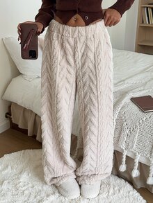 CovetEZ 女款素色休閒百搭日常長褲 - 杏色 - 查看 5