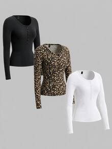 SHEIN EZwear 3PCS Plus Size T-Shirts - Multicolor - View 3