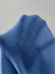 SHEIN Women's Soft Ribbed Cropped Long Sleeve Sweater For Daily Wear - Baby Blue - View 6