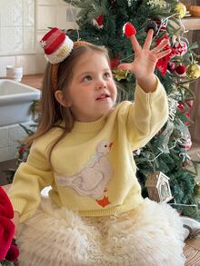 DAZY Baby Girl Cute Applique Embroidery Fashion Long Sleeve Sweater - Light Yellow - View 8