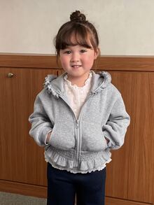DAZY Sweatshirt Kasual Berkerudung Gaya Korea Warna Polos untuk Bayi/Balita (Perempuan) - Grey - View 2
