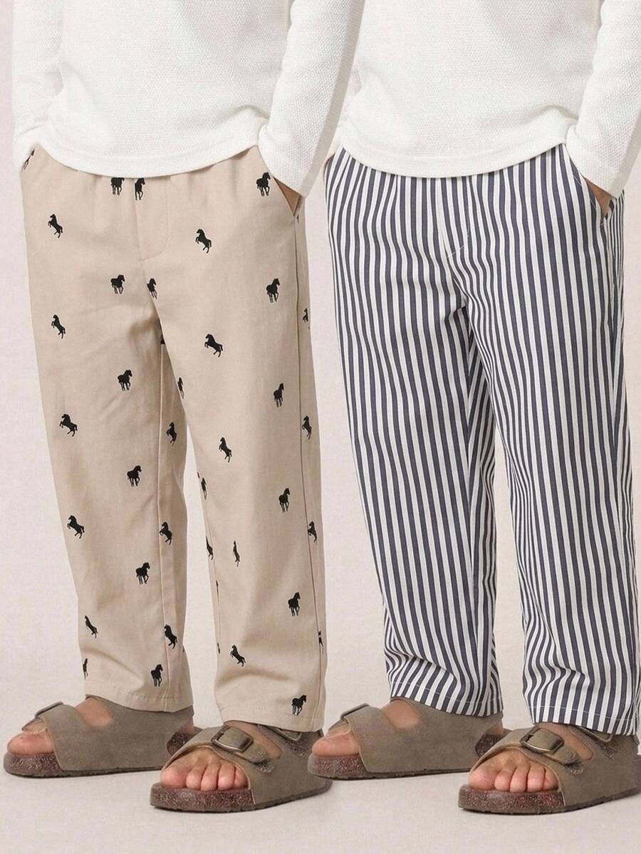 SHEIN Kids 2PCS Young Boys Pants - Multicolor - View 1