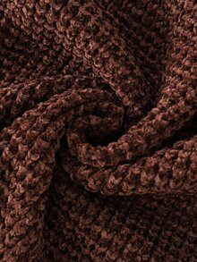 INAWLY Women's Thick Textured Short Knit Cardigan, Contrast Color Ruffle Bowknot Long Sleeve Loose Short Sweater Jacket - Coffee Brown - View 6
