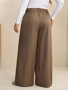 Edennvi Plus Size Women's Autumn Fashion Casual Loose Comfortable Everyday All-Match Versatile Wide Leg Pants - Brown - View 2