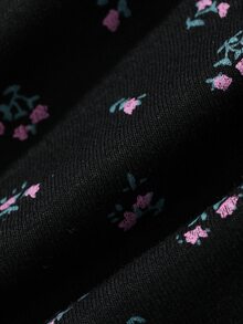 DAZY 2pcs Women's Sweet Ditsy Floral Sleeveless Fitted Long Strap Dress & Long Cardigan Robe Sleepwear Set - Black - View 7