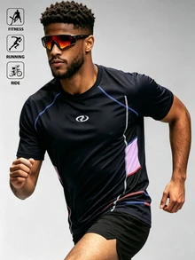 GymBeat 男士拼色休閒百搭日常旅行運動T恤 - 彩色 - 查看 4