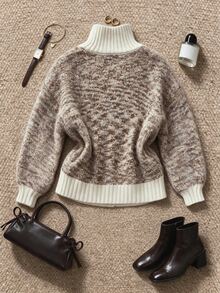 Grovea Sweater Cardigan Wanita Ukuran Plus dengan Motif Krisan Berwarna-warni dari Benang Khusus, Jaket Kasual Serbaguna untuk Musim Gugur/Dingin - MultiWarna - View 2