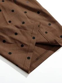 GlowEve Women's Dot Print High Waist Pocket Detail Straight Leg PantsFall - Brown - View 3